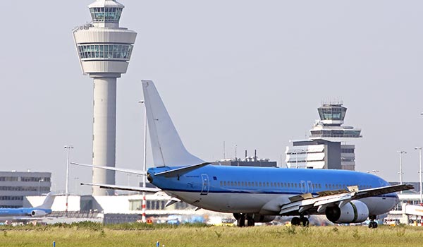 A plane at an airport